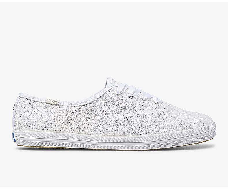 Keds Women's X Kate Spade New York Champion Glitter White Lace Up Shoes - SQ7619302